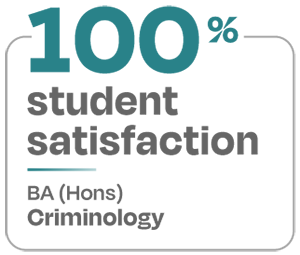 100 percent student satisfaction BA Hons Criminology 100 percent student satisfaction BA Hons Criminology